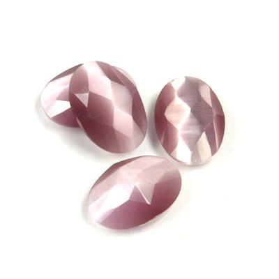 Fiber-Optic Flat Back Cabochon - Rauten Rose Oval 14x10MM CAT'S EYE LT PURPLE