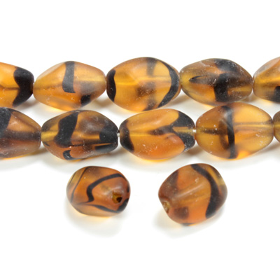 Czech Pressed Glass Bead - Baroque 13x9MM MATTE TORTOISE