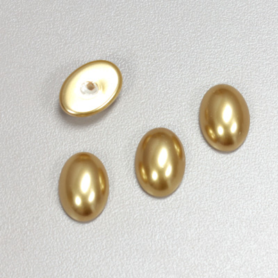 Glass Medium Dome Pearl Dipped Cabochon - Oval 14x10MM GOLD