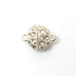 Magnetic Rhinestone Clasp - Round 12MM CRYSTAL SILVER
