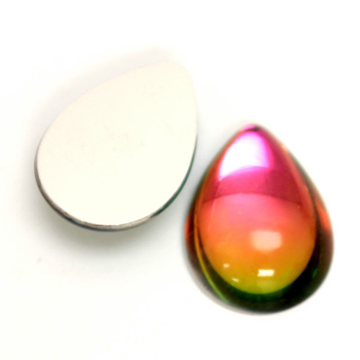 Glass Medium Dome Foiled Cabochon - Coated Pear 25x18MM IRIDIS