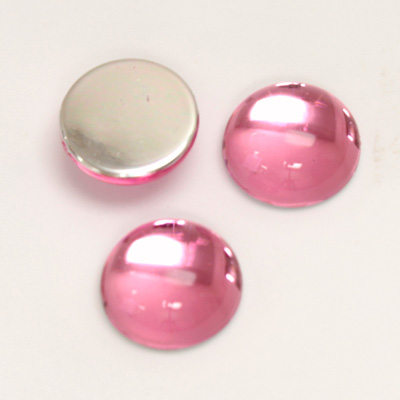 Plastic Flat Back Foiled Cabochon - Round 15MM ROSE