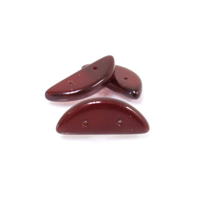 Czech Pressed Glass Bead - Half-Circle Rondelle 19x7MM GARNET