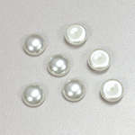 Glass Medium Dome Pearl Dipped Cabochon - Round 09MM SNOW WHITE