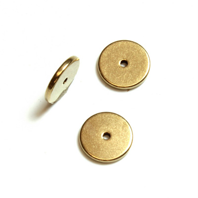 Brass Machine Made Bead - Smooth Flat Center Drilled Disc Round 08MM RAW BRASS