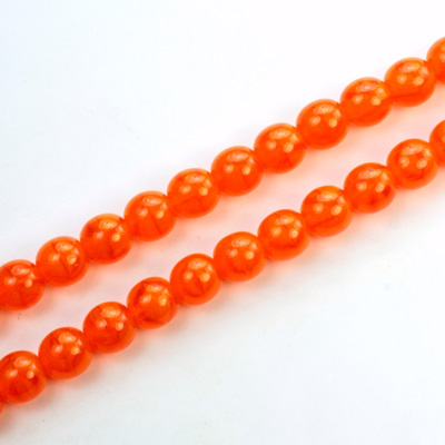 Czech Pressed Glass Bead - Smooth Round 06MM OPAL ORANGE