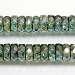 Czech Glass Fire Polished Bead - Rondelle 10x4MM LUMI COAT GREEN