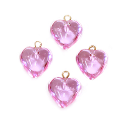 Plastic Pendant - Puff Heart with Brass Loop 09MM LT ROSE