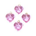 Plastic Pendant - Puff Heart with Brass Loop 09MM LT ROSE