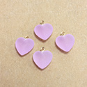 Plastic Pendant - Puff Heart with Brass Loop 09MM MATTE LIGHT AMETHYST