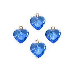 Plastic Pendant - Puff Heart with Brass Loop 09MM SAPPHIRE