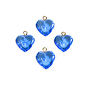 Plastic Pendant - Puff Heart with Brass Loop 09MM SAPPHIRE