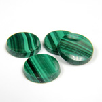 Gemstone Flat Back Single Bevel Buff Top Stone - Round 13MM MALACHITE