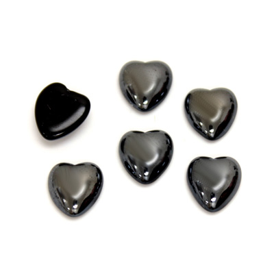 Glass Medium Dome Cabochon - Heart 10x9MM Metallic Coated HEMATITE