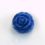 Plastic Carved No-Hole Flower - Round 20MM BLUE