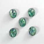 Glass Medium Dome Lampwork Cabochon - Oval 10x8MM GREEN OPAL (02420)