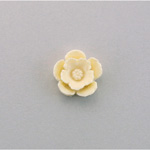 Plastic Carved No-Hole Flower - Round 14MM IVORY