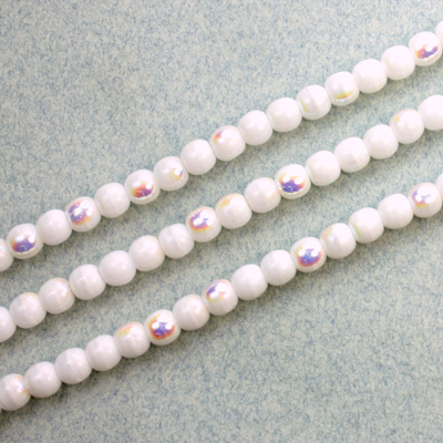 Czech Pressed Glass Bead - Smooth Round 04MM CHALKWHITE AB