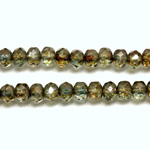 Czech Glass Fire Polish Bead - Rondelle Donut 05x3MM LUMI COATED GREEN