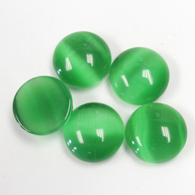 Fiber-Optic Cabochon - Round 13MM CAT'S EYE GREEN