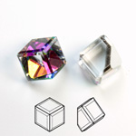 Cut Crystal Flat Back Foiled 3/4 Angled Cube 08MM VITRAIL MEDIUM