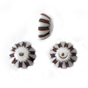 German Plastic Mosaic Engraved Flat Back Cabochons - Round 08MM BROWN on WHITE