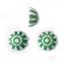 German Plastic Mosaic Engraved Flat Back Cabochons - Round 08MM GREEN on WHITE