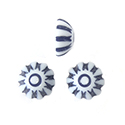 German Plastic Mosaic Engraved Flat Back Cabochons - Round 08MM NAVY on WHITE