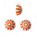 German Plastic Mosaic Engraved Flat Back Cabochons - Round 08MM ORANGE on WHITE