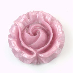 Plastic Carved No-Hole Flower - Round Rose 33MM PEARL PLUM