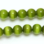 Fiber-Optic Synthetic Bead - Cat's Eye Smooth Round 10MM CAT'S EYE OLIVE