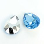 Plastic Point Back Foiled Stone - Pear 25x18MM LT SAPPHIRE