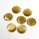 Fiber-Optic Flat Back Stone with Faceted Top and Table - Round 09MM CAT'S EYE LT BROWN
