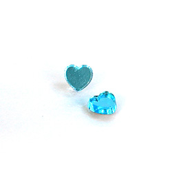 German Glass Flat Back Foiled Mirror - Heart 8MM AQUA