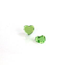 German Glass Flat Back Foiled Mirror - Heart 8MM PERIDOT