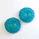 Plastic No-Hole Flower - Cluster  21MM DYED GLITTER BLUE