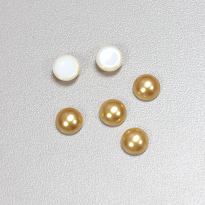 Glass Medium Dome Cabochon Pearl Spray Finish - Round 07MM GOLD