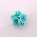 Plastic Carved No-Hole Flower - Round Bouquet 15MM OPAQUE MATTE DK TURQUOISE