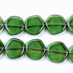 Czech Pressed Glass Bead - Smooth Flat Baroque Coin 15MM Coated TURMALINE