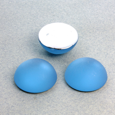 Plastic Flat Back Foiled Cabochon - Round 20MM MATTE LIGHT SAPPHIRE