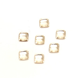 Czech Glass Low Dome Tranparent Cabochon - Square Antique 06x6MM CRYSTAL Unfoiled