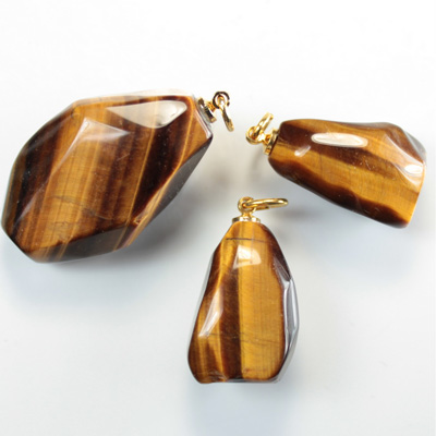 Gemstone Tumble Polished Pendant with Brass Ring - Medium TIGEREYE