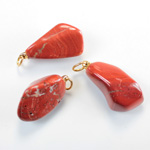 Gemstone Tumble Polished Pendant with Brass Ring - Medium RED JASPER