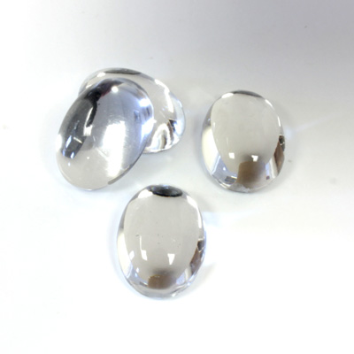Plastic Flat Back Foiled Cabochon - Oval 14x10MM CRYSTAL