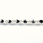 Linked Bead Chain Rosary Style with Glass Fire Polish Bead - Round 4MM HEMATITE-SILVER