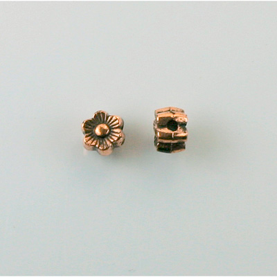 Metalized Plastic Bead - 6-petal Flower 08MM ANTIQUE COPPER