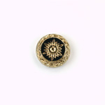 Glass Flat Back Engraved Victorian Intaglio - Round 13.5MM GOLD on JET