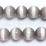 Fiber-Optic Synthetic Bead - Cat's Eye Smooth Round 12MM CAT'S EYE LT GREY