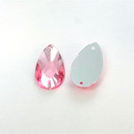 Plastic Flat Back 2-Hole Foiled Sew-On Stone - Pear 22x11MM LT ROSE