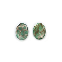 German Glass Buff Top Single Bevel Cabochon - Oval 08x6MM MOSS AGATE